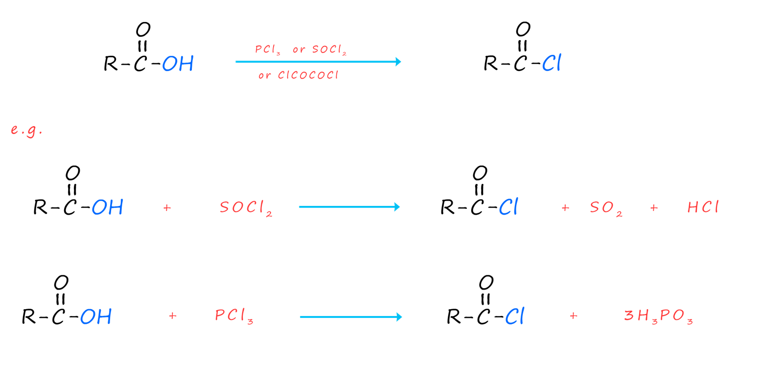 preparation of acid chlorides from carboxylic acids